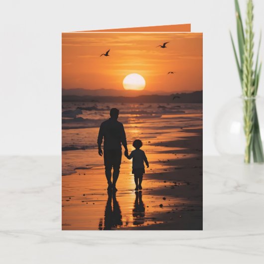 Tag des Vaters Sonnenuntergang Strand Dankeskarte (Vorderseite)