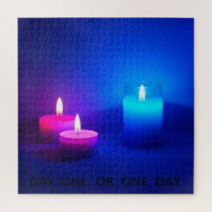 Tag eins oder einen Tag,lila und blaue Kerzen Puzzle