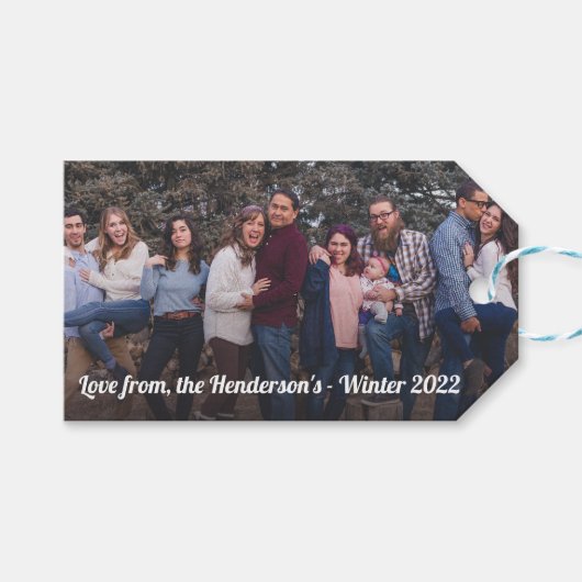 Tag für benutzerdefinierte Fotos und Werbeaussagen Geschenkanhänger (Vorderseite (Horizontal))