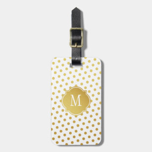 Tag für das Gold und das Weiße Polka Dot Monogramm Gepäckanhänger