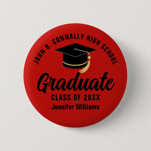 Tag für den benutzerdefinierten Red Black Graduate Button (Vorderseite)