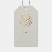 Tag für Ihren Urlaub Grau Goldene Schneeflocken Geschenkanhänger (Rückseite)