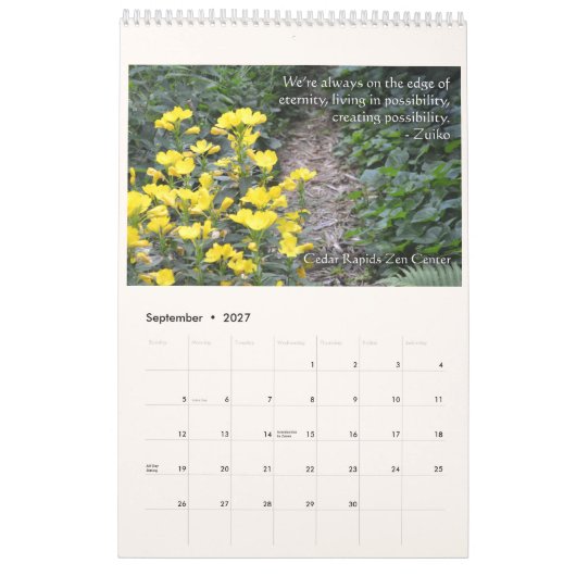 Tag für Tag - Zen-Center-Kalender Kalender (Sep 2027)