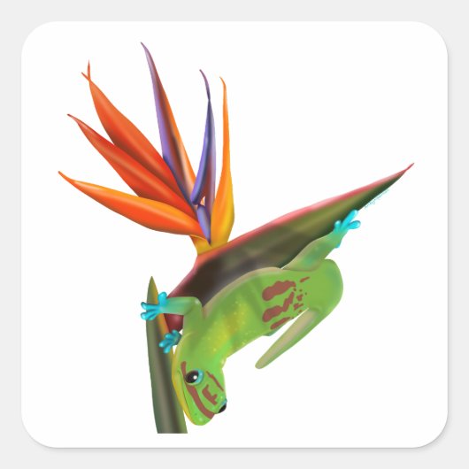 Tag Gecko am Bird of Paradise Quadratischer Aufkleber (Vorderseite)