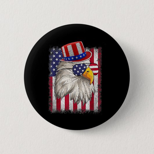 Tag Glück 4. Juli Design Vintage Flagge Button (Vorderseite)