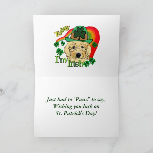 Tag Goldendoodle St. Patricks Karte (Innenseite)