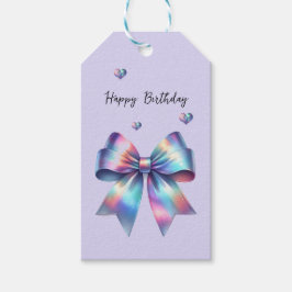 Tag mit dem Iridescent Bow und den Herzgeschenken Geschenkanhänger
