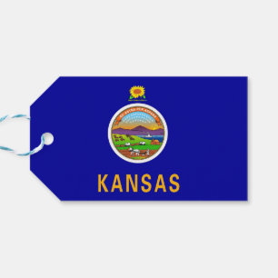 Tag mit der Flagge des Kansas-Staat, USA Geschenkanhänger