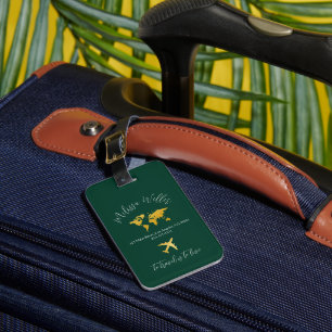 Tag mit Goldkarte und Flugzeug Green Gepäckanhänger