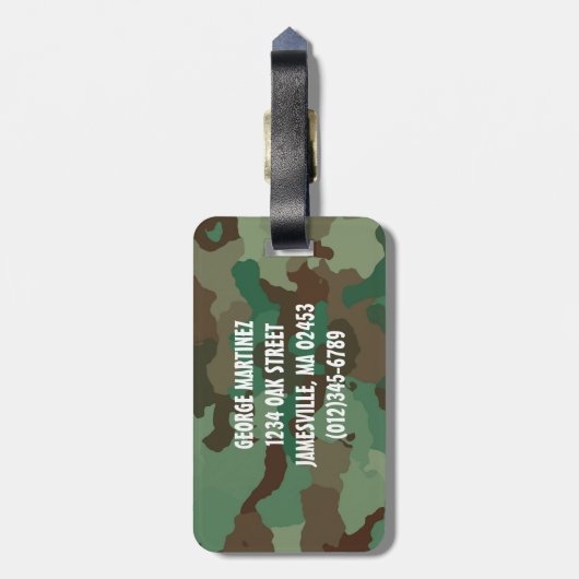 Tag mit weißer Camouflage Gepäckanhänger (Rückseite vertikal)
