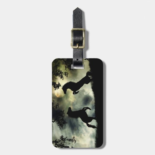 Tag mit zwei Wildpferden Gepäckanhänger (Vorderseite vertikal)