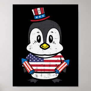 Tag Pinguin 4. Juli Amerika Kleinkinder Kinder Kin Poster