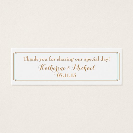 Tag/Platzkarte mit Minze und Goldrahmen fördern (Vorderseite)