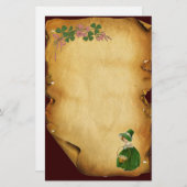 TAG ST. PATRICK - IRISCHES MÄDCHEN UND KLEEBLÄTTER BRIEFPAPIER (Vorne/Hinten)