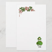 TAG ST. PATRICK - IRISCHES MÄDCHEN UND KLEEBLÄTTER BRIEFPAPIER (Vorne/Hinten)