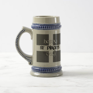 Tag St. Pirans mit kornischer Flagge Bierglas