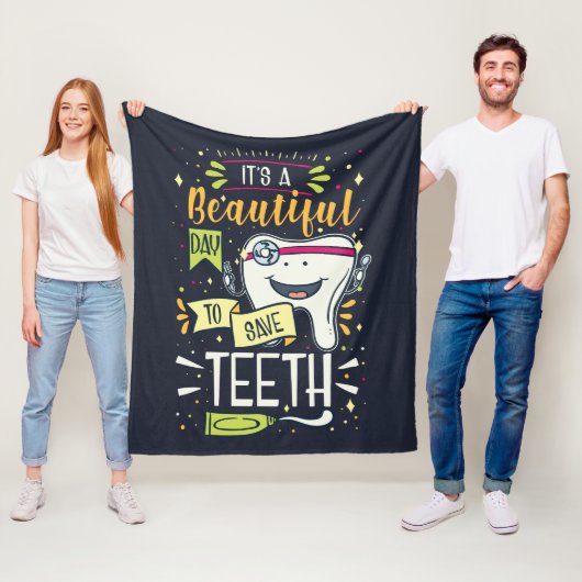 Tag, um Zähne Retten Zahnarzt Fleecedecke (Beispiel)