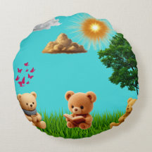 Tag- und Nacht-Themen-Teddy-Doppelseitige-Runde-Ki