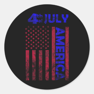 Tag USA Flag 4. Juli Happy Funny Flag Runder Aufkleber