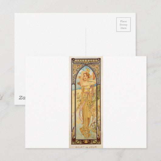 Tag von Alphonse Mucha Postkarte (Vorne/Hinten)