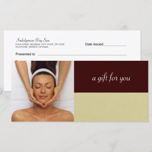 Tag Wellness-Center Geschenkgutscheine (Vorne/Hinten)