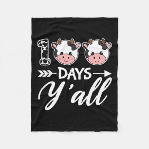 Tag Y'all 100. Schultag mit Niedlichen Kühen Fleecedecke