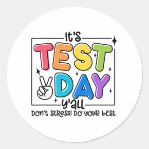 Tag Y'all Rock The Test 1 2 3 Motivierend Runder Aufkleber