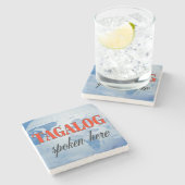 Tagalog gesprochen hier bewölkte Erde Steinuntersetzer (Seitenansicht)