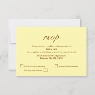 Tagalog RSVP Card Filipino Wedge Beige Modern Karte