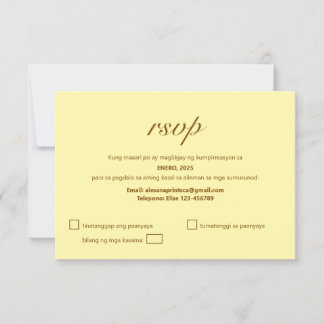 Tagalog RSVP Card Filipino Wedge Beige Modern Karte