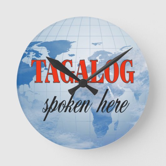 Tagalog spoken here cloudy earth runde wanduhr (Vorderseite)