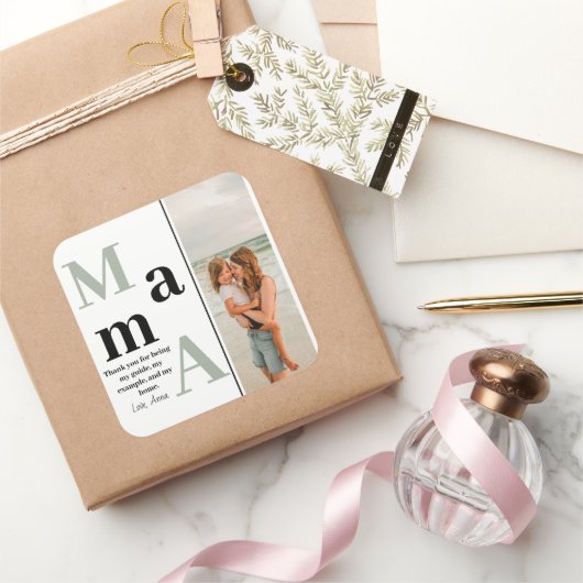 Tagaufkleber für personalisierte Mütter - Foto und Quadratischer Aufkleber (Schenken)