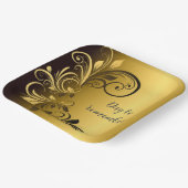 Tage der Erinnerung, Schwarze Gold Blumengrenze Pappteller (Gewinkelt)