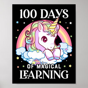 Tage der Schule Einhorn Mädchen Lehrer 100. Tag Poster