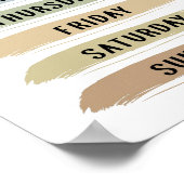 Tage-der-Woche-Chart in Erdtönen Poster (Ecke)