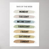 Tage-der-Woche-Chart in Erdtönen Poster (Vorne)