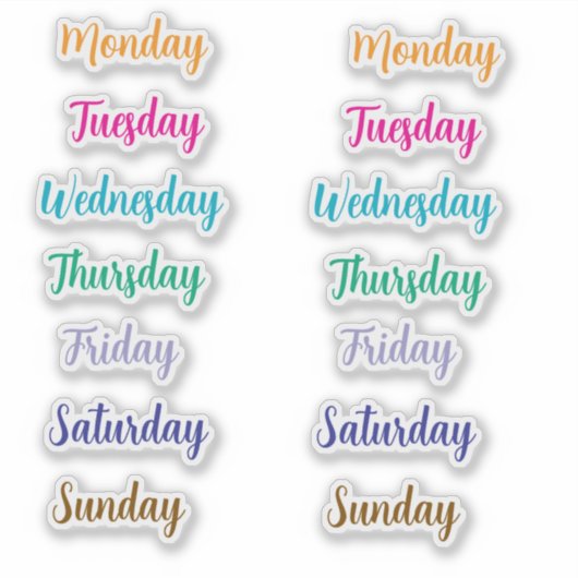 Tage der Woche Dekorative Aufkleber (Vorderseite)