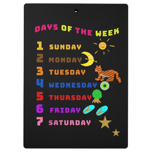 Tage der Woche Klemmbrett (Rückseite)