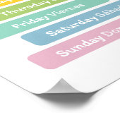 Tage der Woche lernen (auf Spanisch) Poster (Ecke)