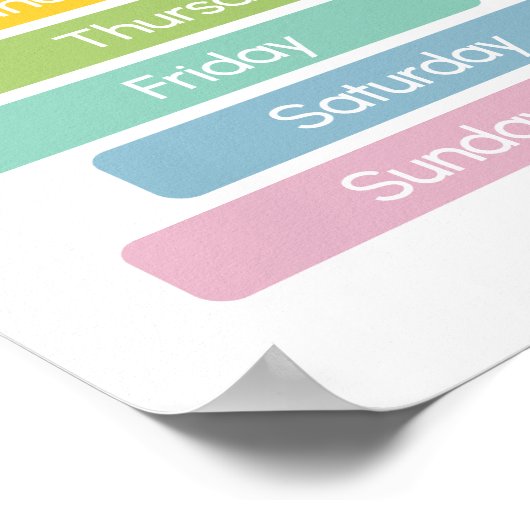 Tage der Woche lernen Poster (Ecke)