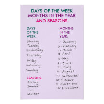 Tage der Woche, Monate im Jahr & Jahreszeiten v2