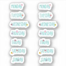 Tage der Woche Niedliche Blumenschrift