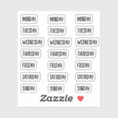 Tage der Woche Niedliche Handschriften Aufkleber (Blatt)