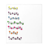 Tage der Woche Notizblock (Vorderseite)
