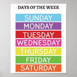 Tage der Woche pädagogisches Poster