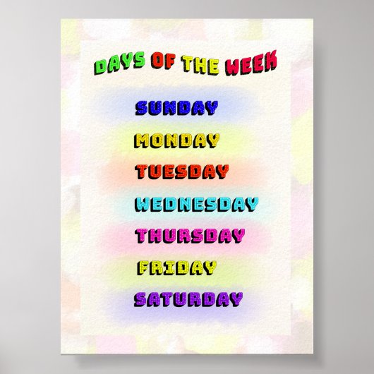 Tage der Woche Poster (Vorne)