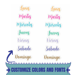 Tage der Woche Spanische Sonderaufkleber Aufkleber