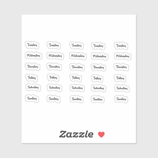 Tage der Woche Sticker für den Pinsel (Blatt)