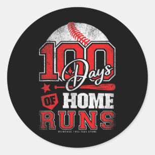 Tage der Zuhause laufen Baseball Boys Kids 100. Ta Runder Aufkleber