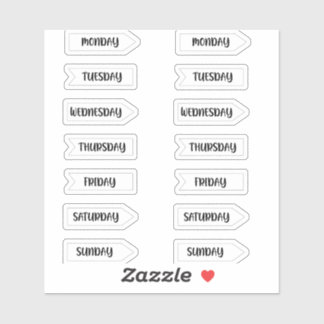 Tage des Week Bullet Journal Planner White Aufkleber